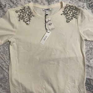 NWT express cream t- shirt with embellishments